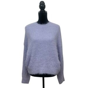 French Connection Women's XS Soft Lilac Purple Crew Neck Fuzzy Oversized Sweater
